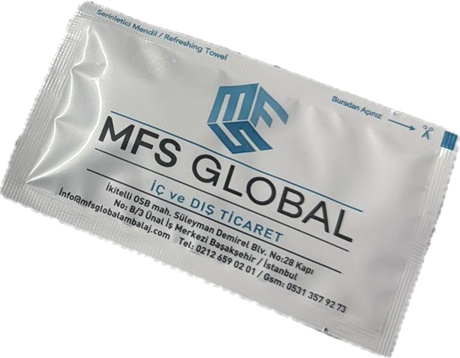 MFS Global markalı tekli ıslak mendil ambalajı